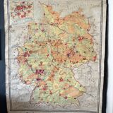 Cold war map of ddr east germany and west germany map 1963 linen school map
