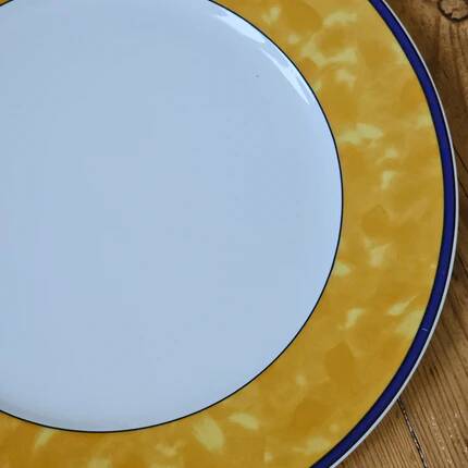 8 grandes assiettes plates vintage en porcelaine Winterling Bavaria - Marli jaune marbré