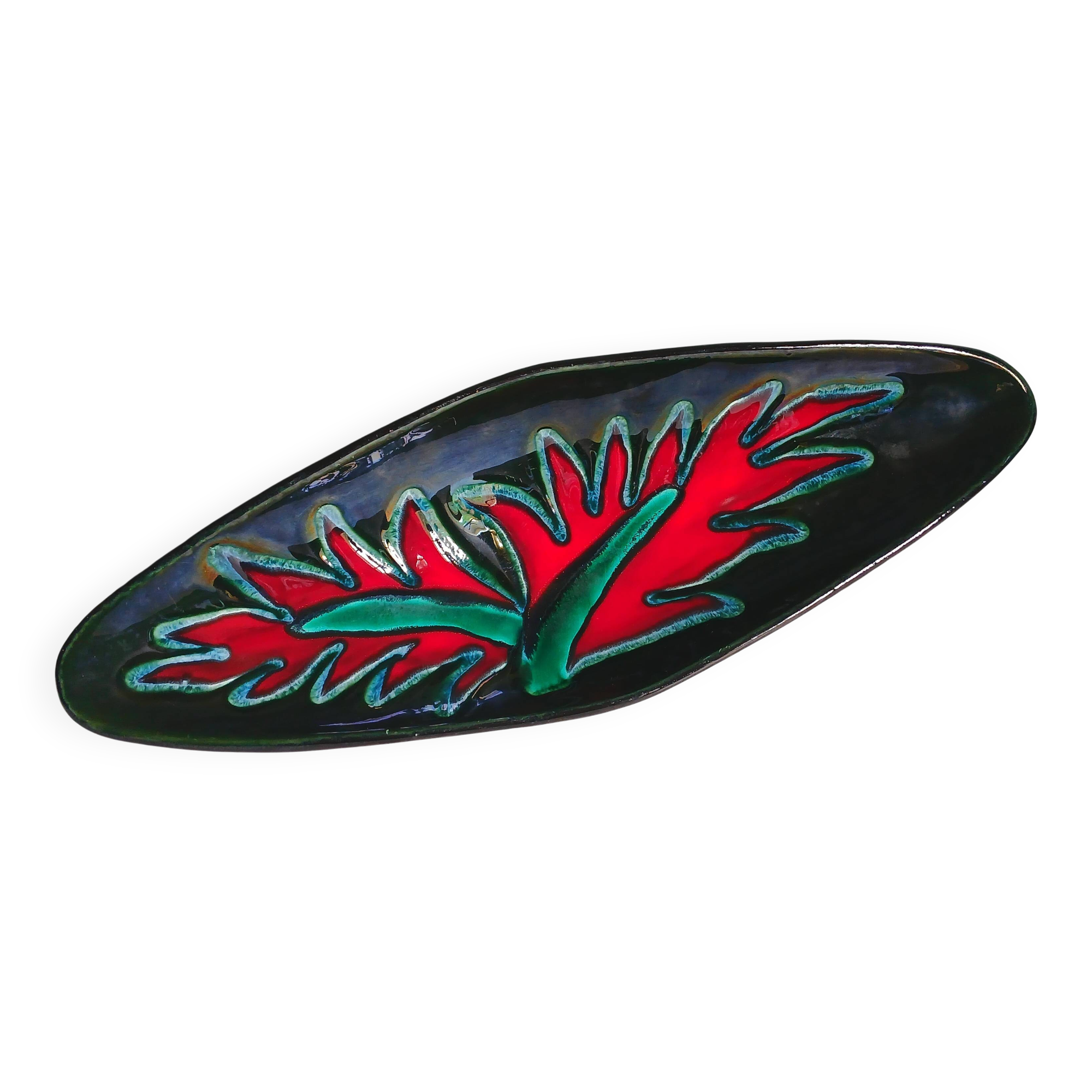 Longwy, numbered and hand-decorated pocket bowl from around 1960.