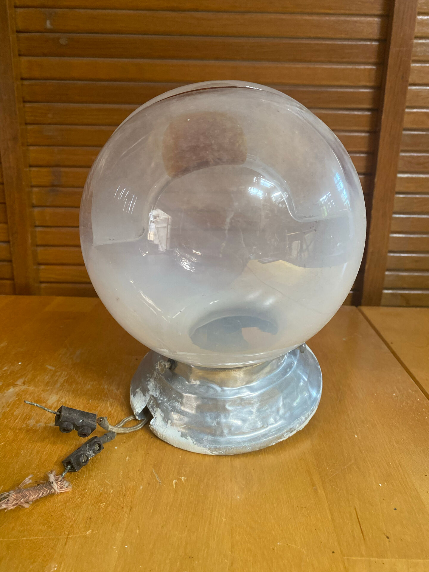 Vintage Ceiling Light Wall Sconce Coloured Glass Ball + Aluminium Support 50s #E060