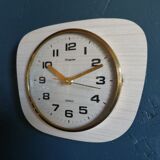 Vintage formica clock silent wall clock "Hangarter wood gray beige"