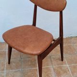Scandinavian style chair in teak and leather, 1960s