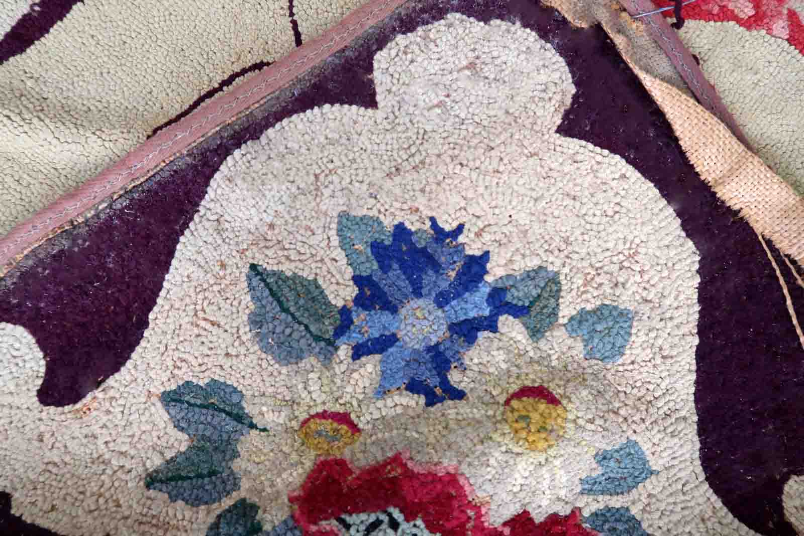 Old American carpet handmade, 76cm x 117cm 1900s