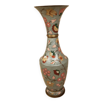 Grand vase en laiton et émail cloisonné