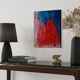 Abstract table red blue pink 46x38 cm painting signed