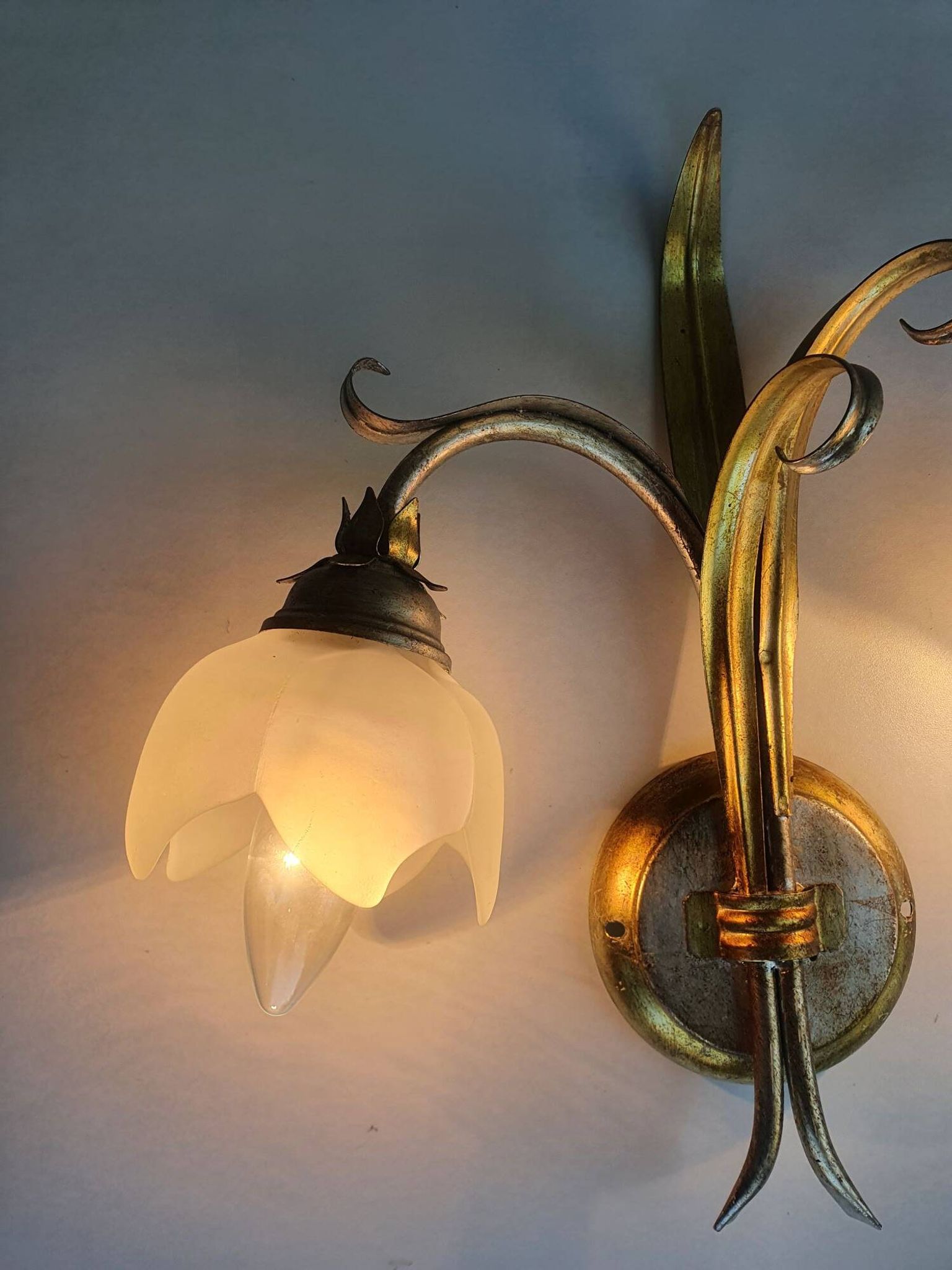 Pair of vintage Keria Italy silver and gold wall sconces
