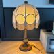 Grande lampe de salon pied bois et abat-jour à franges - Ref 1371