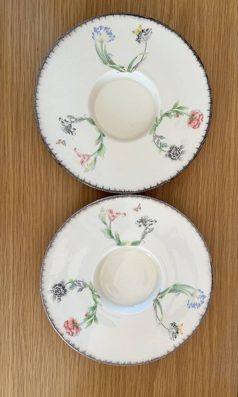 KG Lunéville Garden of Bagatelle tea cups MURAT