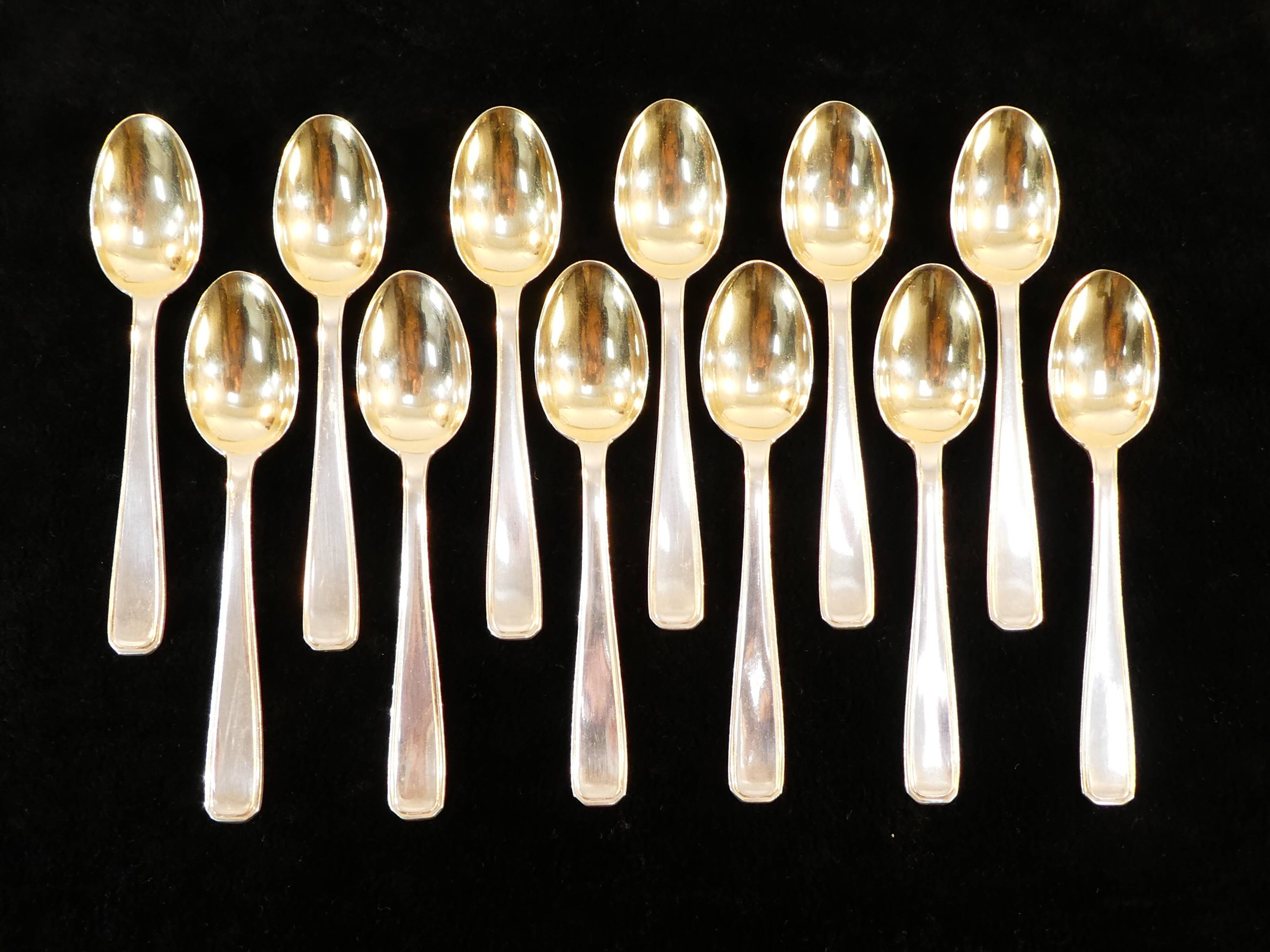 12 spoonfuls a moka boulenger art deco in silver metal modele suzy