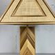 Midcentury pencil reed rattan bamboo and brass table lamp, 1970s