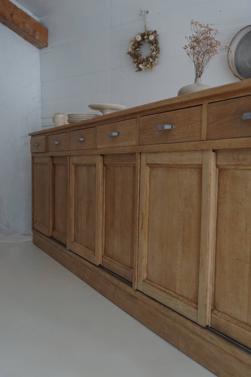 Old large pharmacy cabinet - profession / solid oak