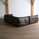 Canapé Togo original Ligne Roset en cuir par Michel Ducaroy, années 1970
