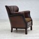 Fauteuil danois des années 1930, cuir marron, velours.