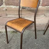 Set of 6 vintage industrial school chairs for communities mullca delagrave tube & wood