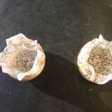 Pair of multi-colored glass baskets