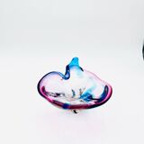 Murano Crystal Sommerso Organic Sculpture Bowl - Blue & Fuchsia