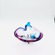Murano Crystal Sommerso Organic Sculpture Bowl - Blue & Fuchsia