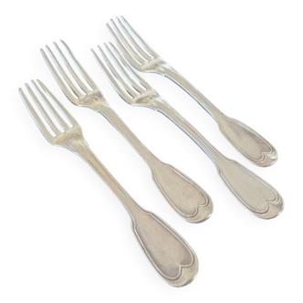 François Dominique Naudin (1805-1840) - Series of 4 table forks - In sterling silver