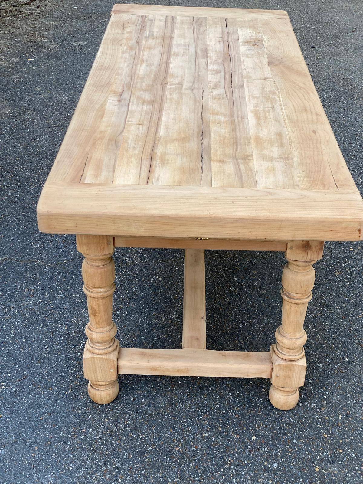 Renovated extendable farmhouse dining table made of solid wood, 200cm, 1950.