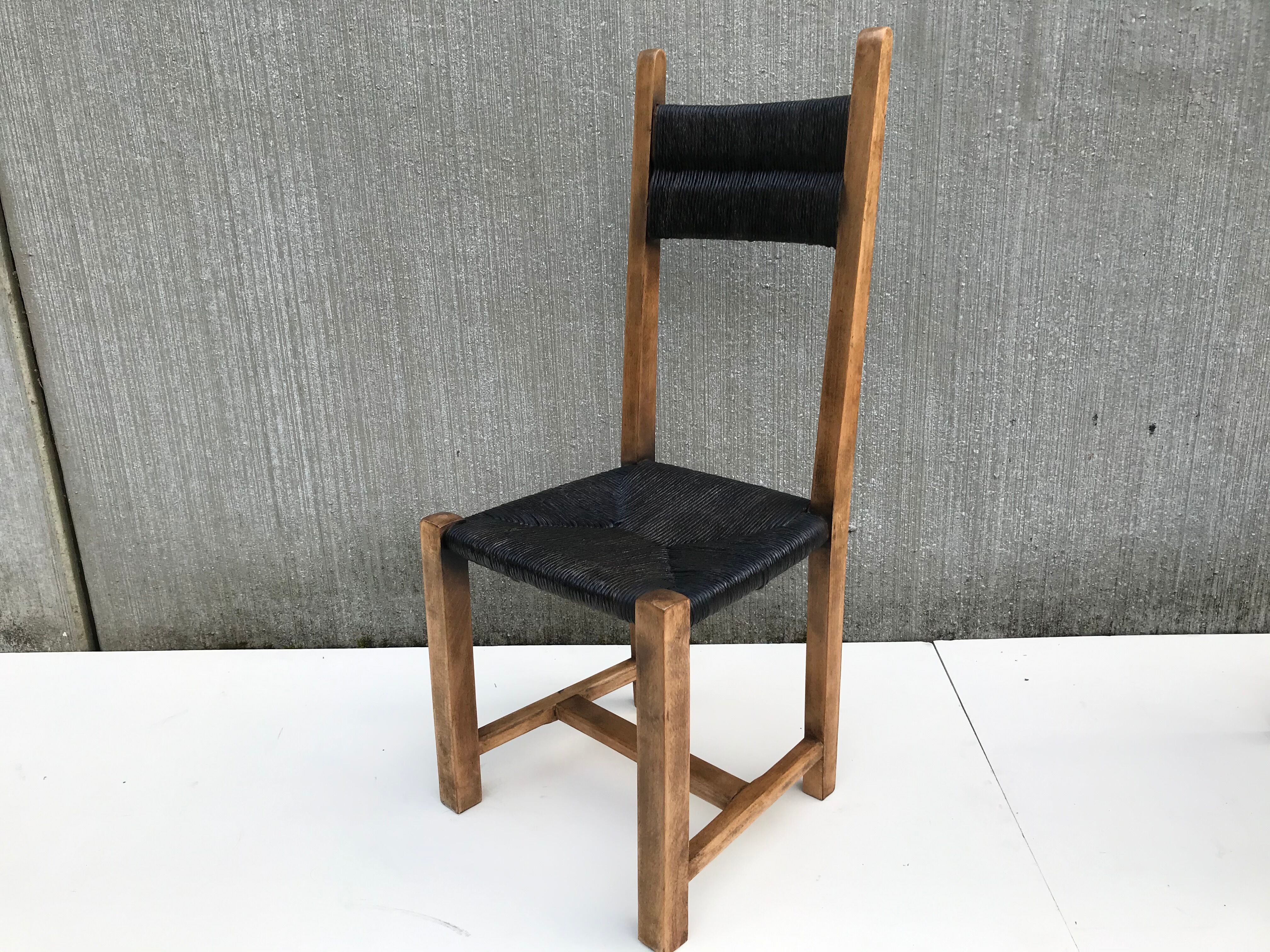 Suite of 4 straw chairs circa 1960