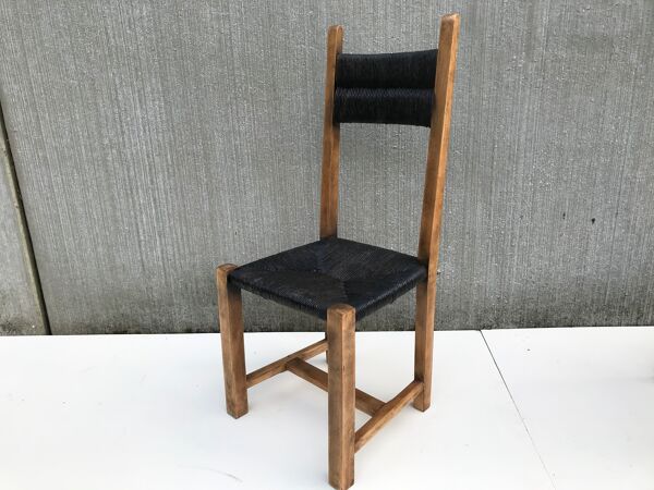 Suite de 4 chaises en paille circa 1960