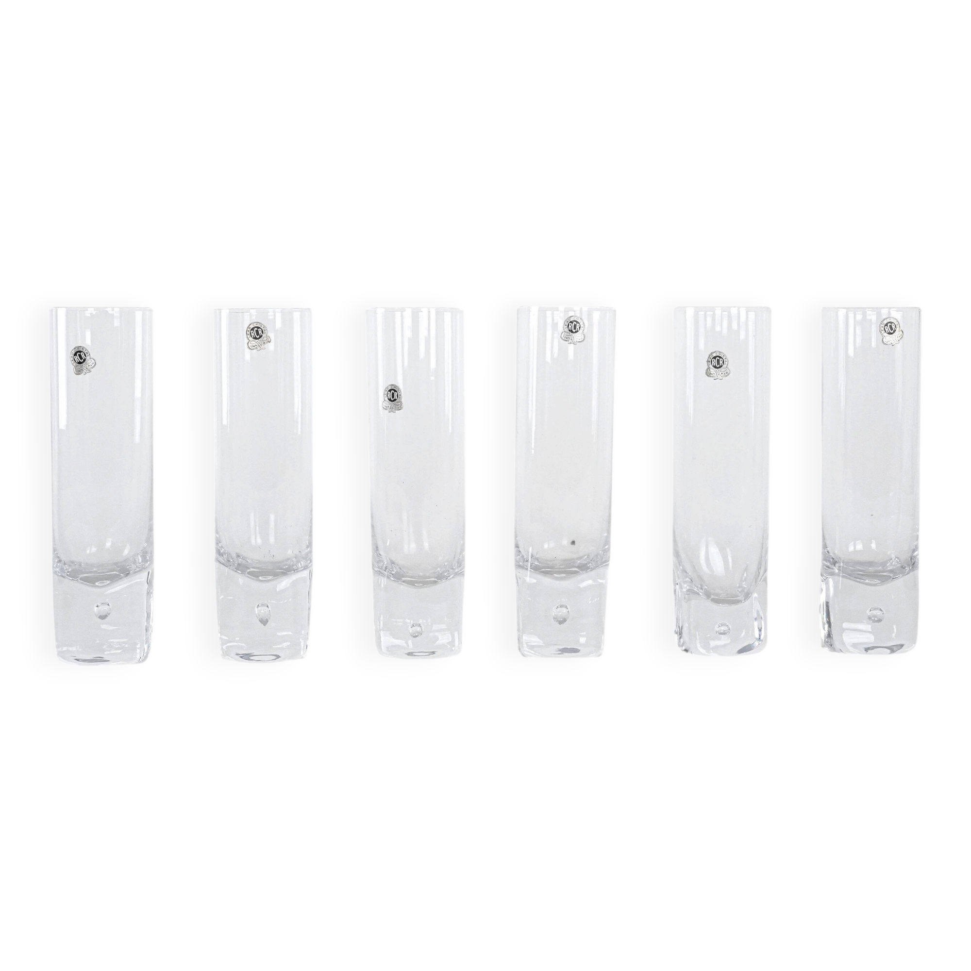 Set of crystal glasses, Italian design, 1970s,  RCR Cristalleria Italiana