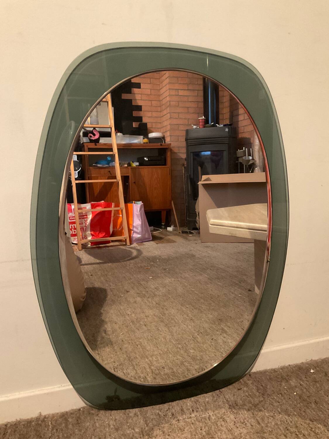 Vintage smoked glass mirror from the 70s