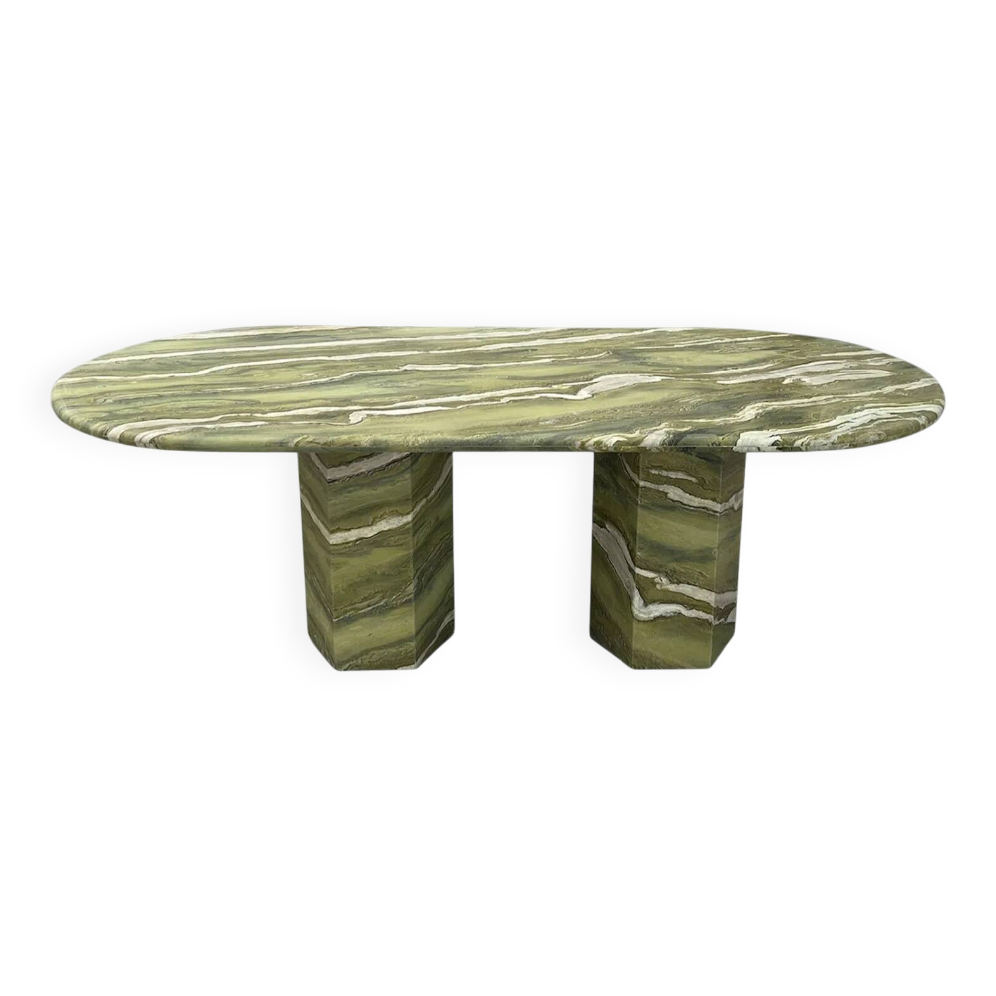 Green marble Oval Dining table