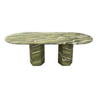Green marble Oval Dining table