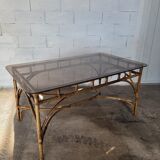 Dal Vera table in bamboo and rattan, Italian design 1970
