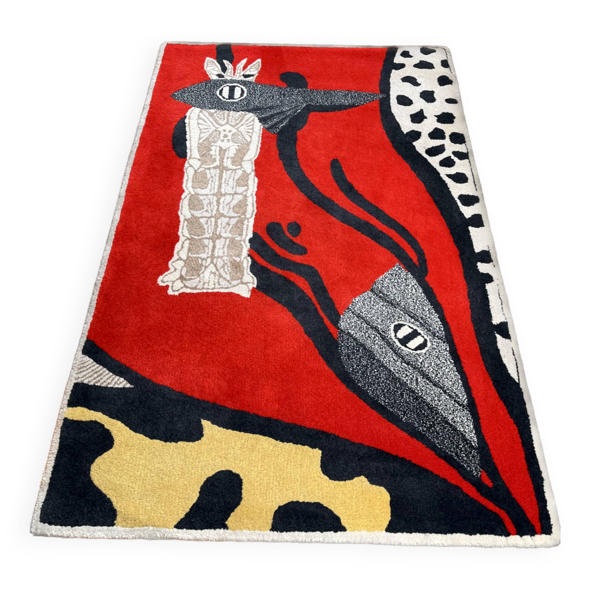 Tufted rug, "fish/cat"