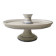 Cake tray / standing tray in white porcelain with elegant gold and blue edging