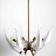 50s brass chandelier with white and transparent Murano glasses Franco Luce