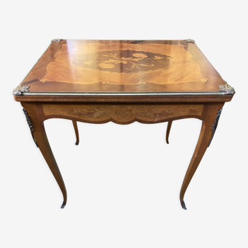 Table à jeux en marqueterie style Louis XV