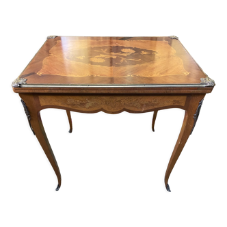 Table à jeux en marqueterie style Louis XV