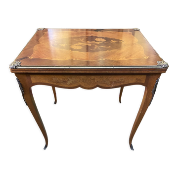 Table à jeux en marqueterie style Louis XV