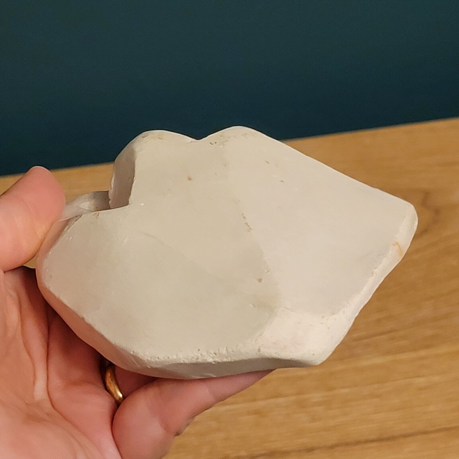 Empty hand pocket ceramic geometric sculpture brutalist signed