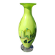 Vase Dalian Glass & Co./Snowflakes en verre d Art soufflé opaline style Murano. Volutes de fumée. Haut 23,5 cm