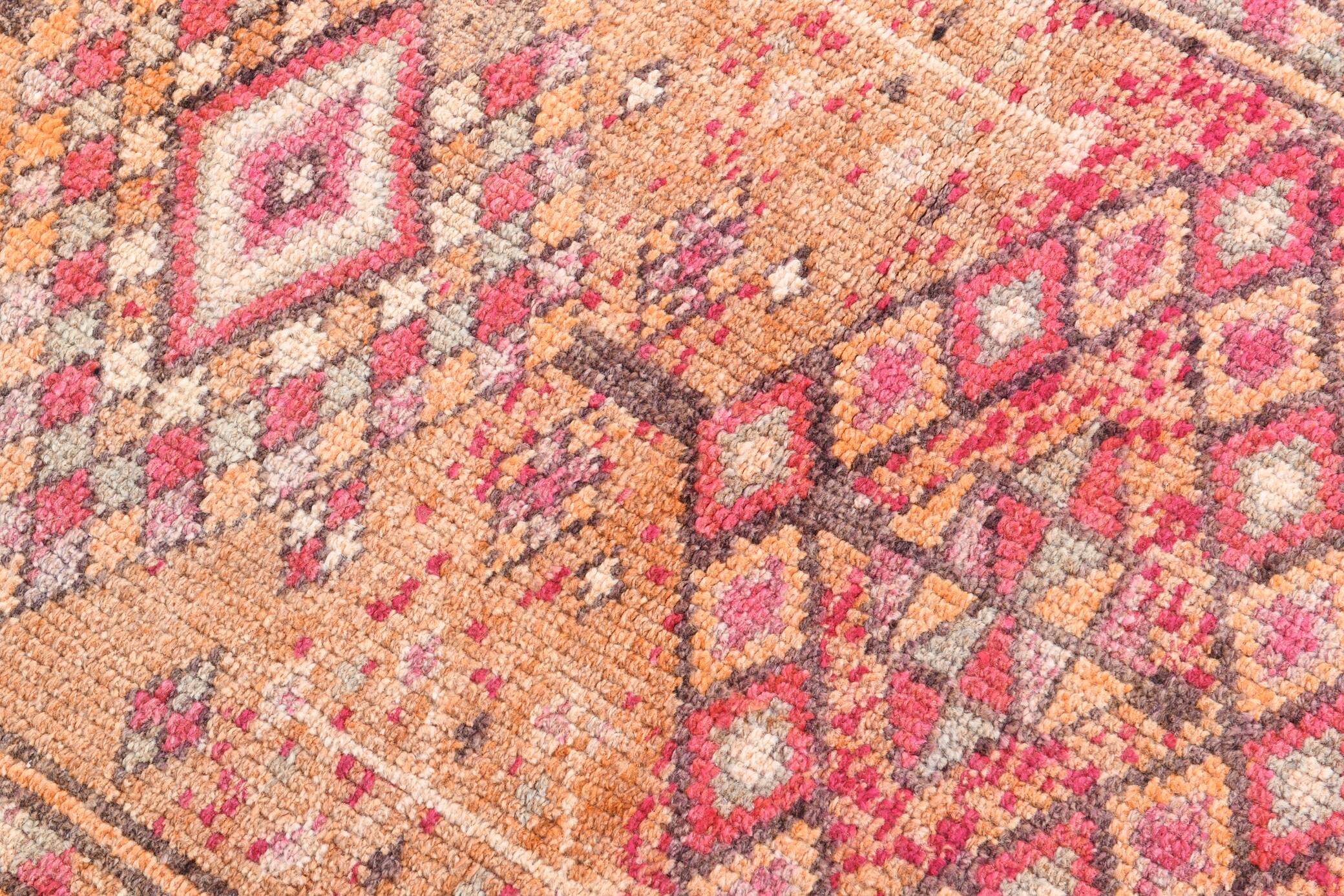 3x12 Red Orange Vintage Runner Rug, 89x373Cm