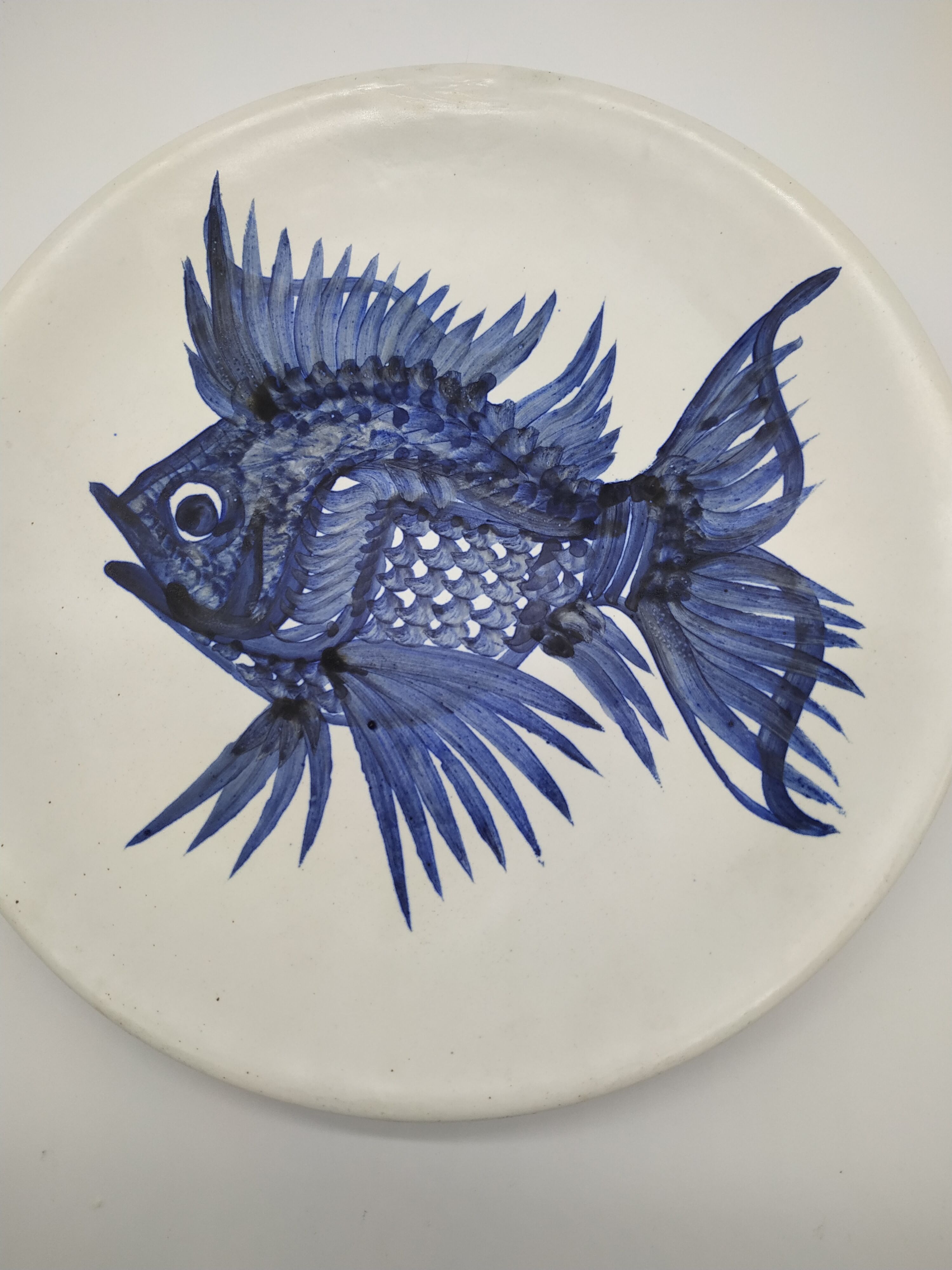 Fish plate by Alain Piclet unique piece Quimper