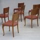 1950s, set of 6 Danish dining chairs, furniture wool, solid oak wood.