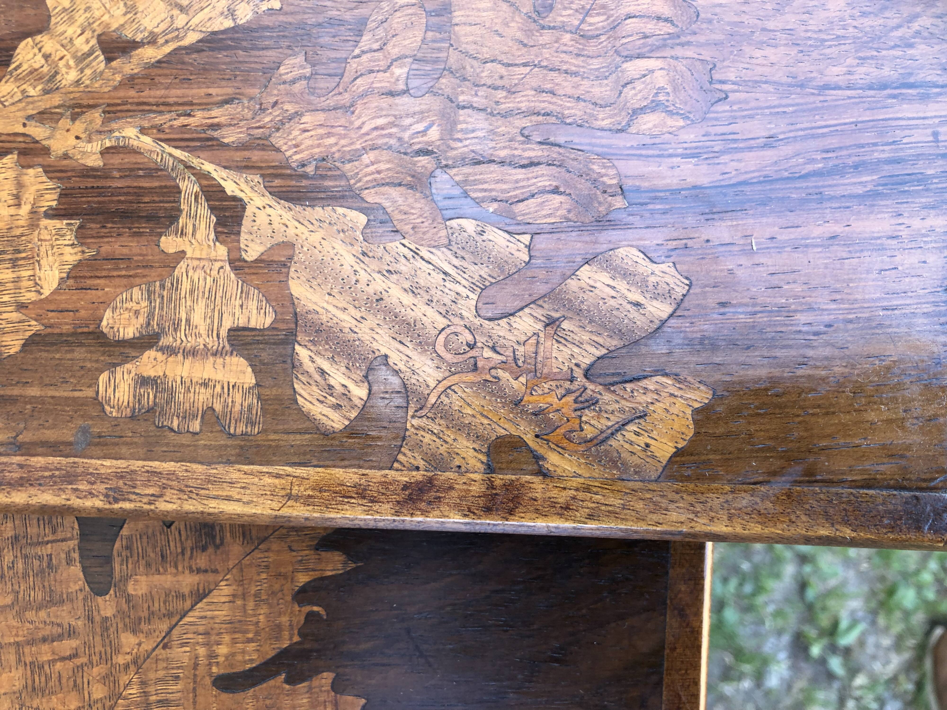 Tables with vegetable decoration, art nouveau period 1900 signed, Émile Galle