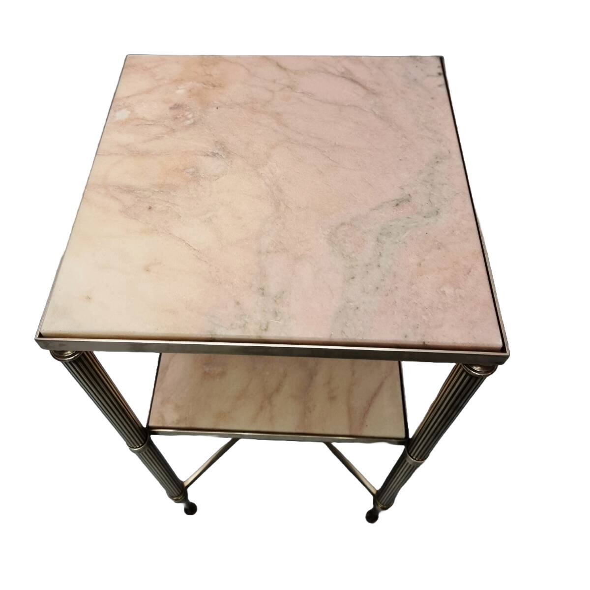 Vintage Brass With Marble Side Table 1950s