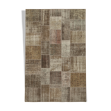 Handmade Anatolian Vintage 195 cm x 300 cm Brown Patchwork Carpet