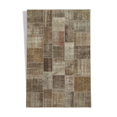 Handmade Anatolian Vintage 195 cm x 300 cm Brown Patchwork Carpet