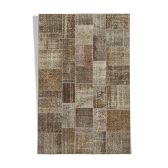 Handmade Anatolian Vintage 195 cm x 300 cm Brown Patchwork Carpet