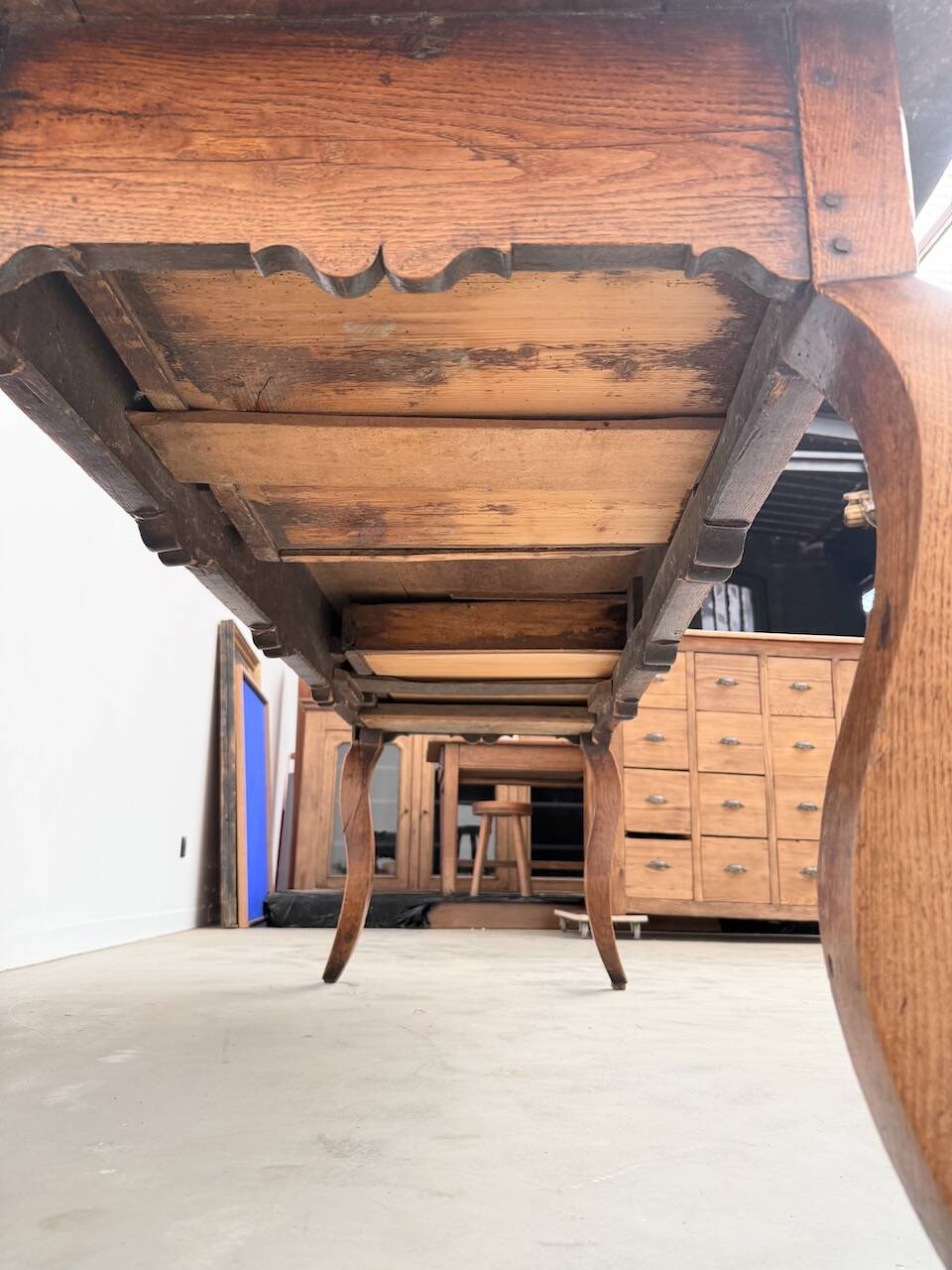 19th century walnut drapery table 2m1