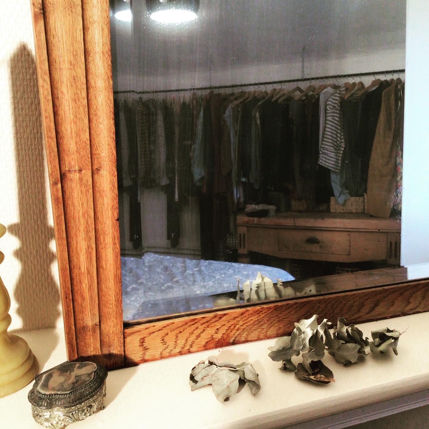 Beveled fireplace mirror