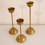 Set of 3 Scandinavian brass candle holders 1970