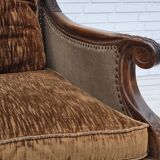 1930-35s, Danish 3-seater sofa, furniture velour, furniture mesh, ash wood.